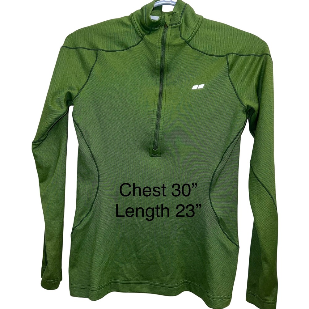 Koppen Womens Lime Green Heathered Quarter Zip Pullover Athletic Top XS WOA1022